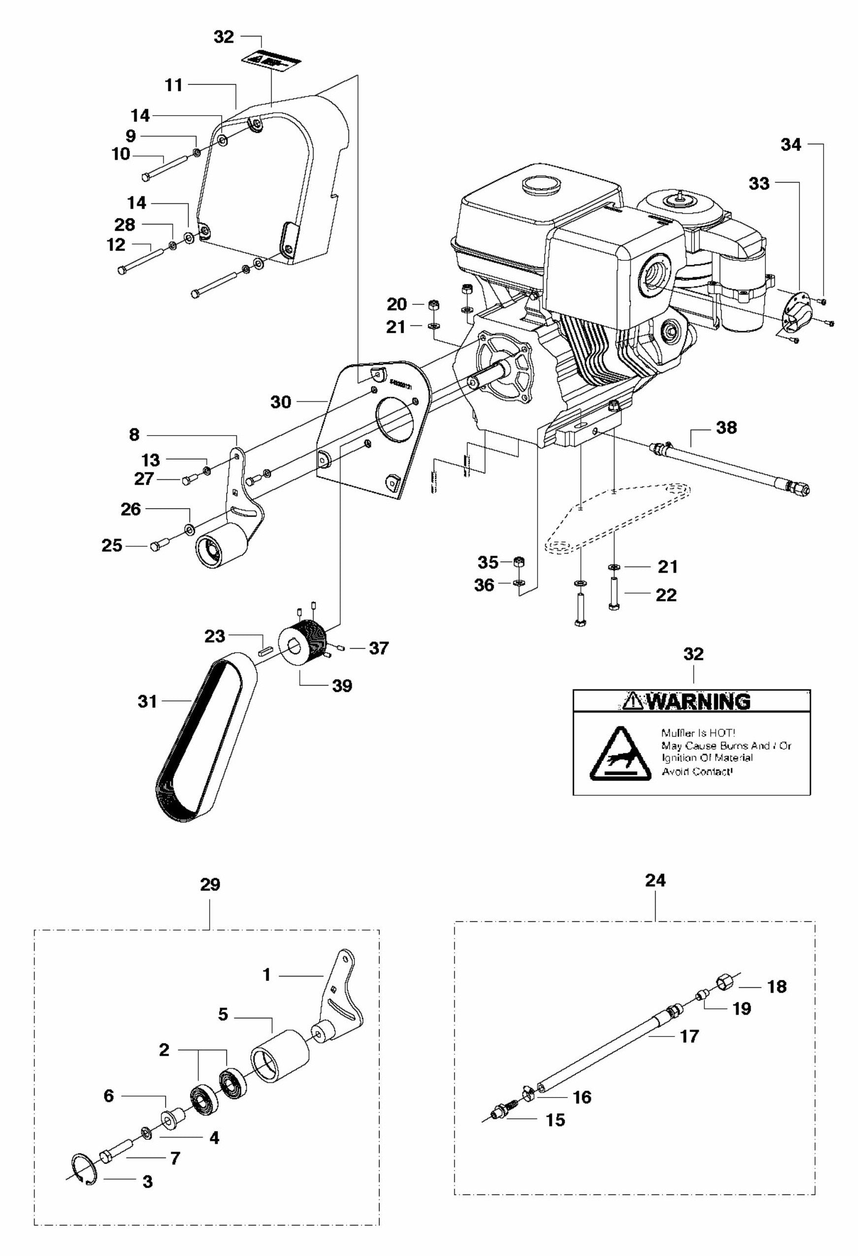FS413 Engine and Idler Assembly Parts