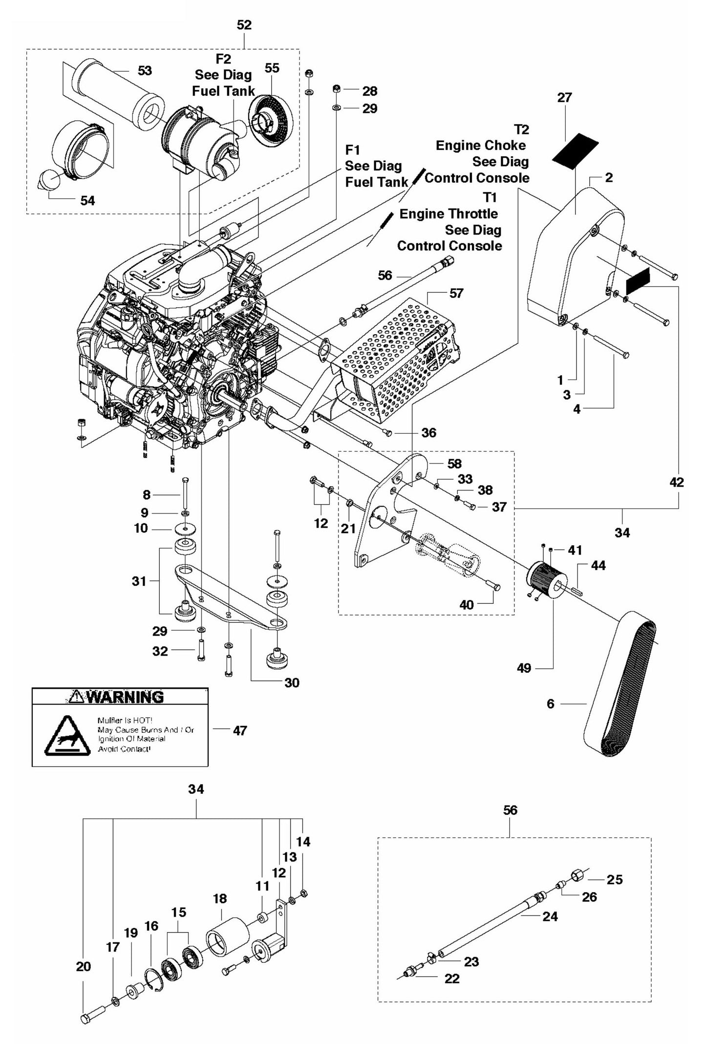 FS520 Engine and Idler 20,24 HP Assembly Parts
