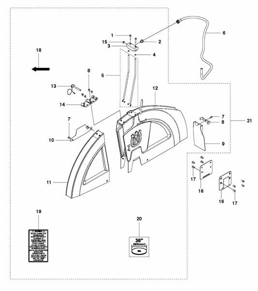 FS5000D Blade Guard 36" Assembly Parts by Husqvarna