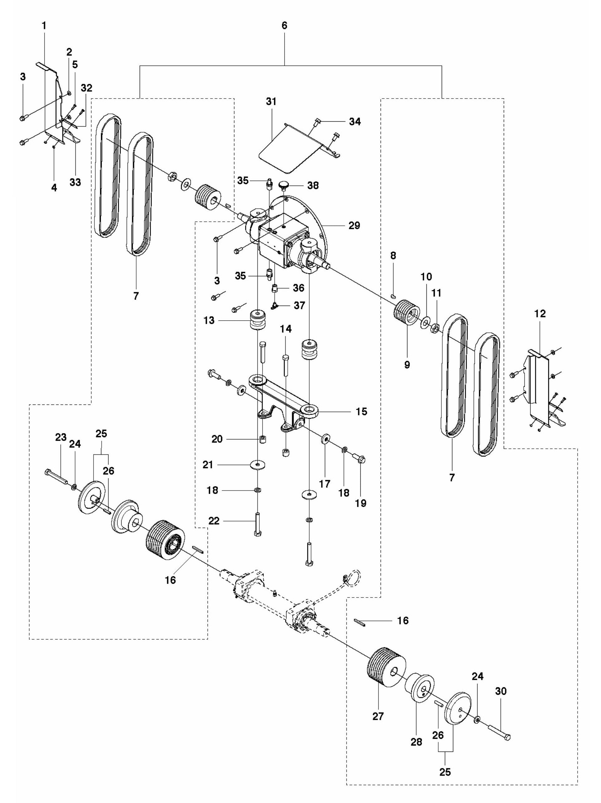 FS5000D Gear Box 1-Speed Assembly Parts by Husqvarna