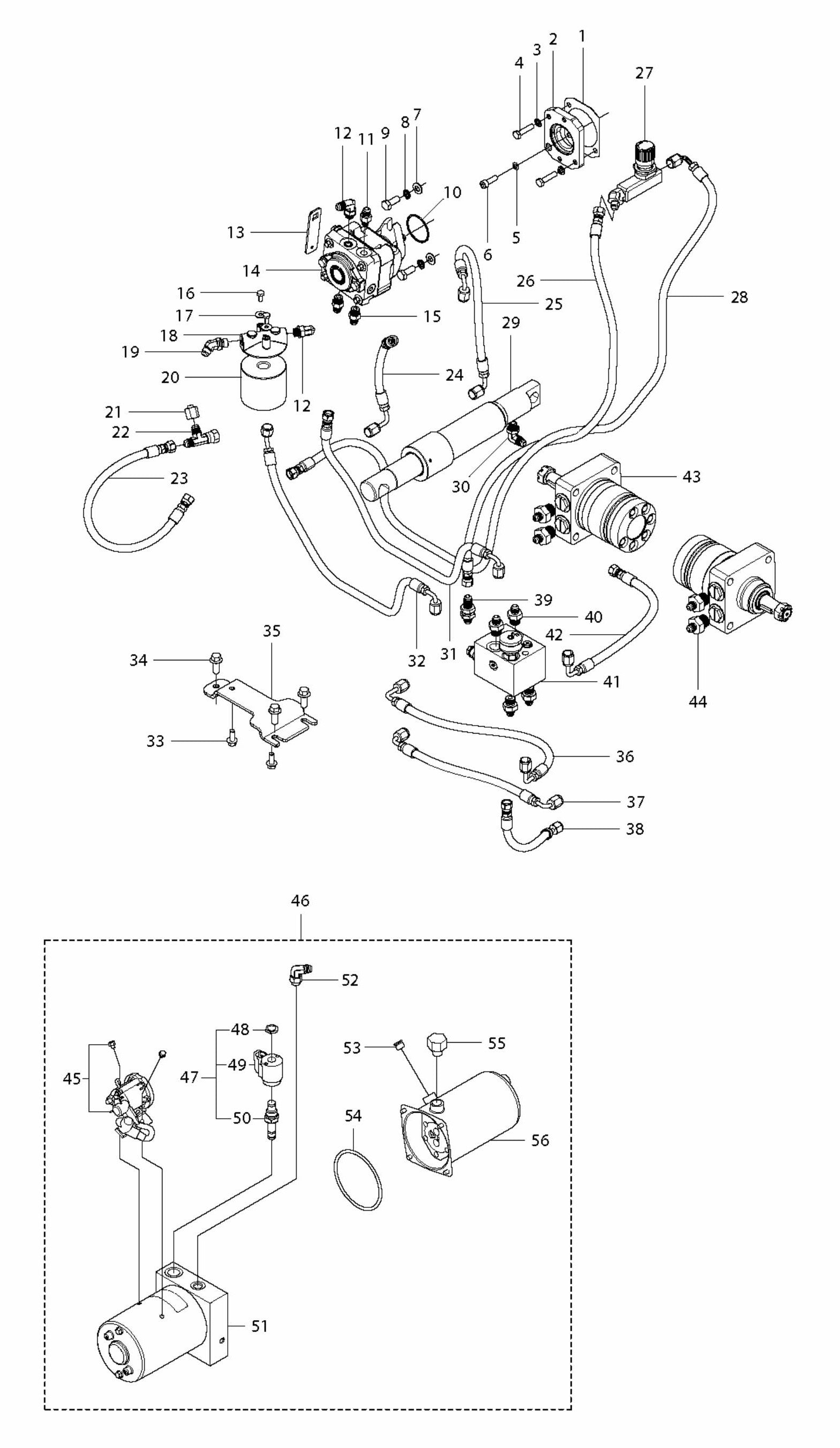 FS5000D Hydraulic System Assembly Parts by Husqvarna