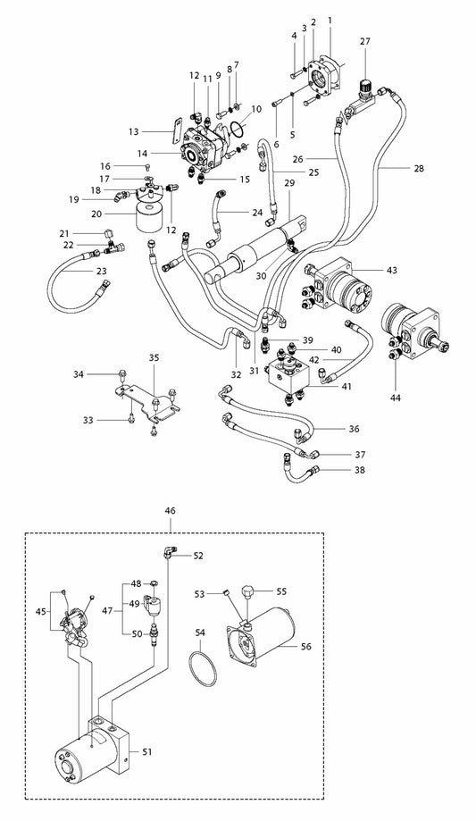 FS5000D Hydraulic System Assembly Parts by Husqvarna