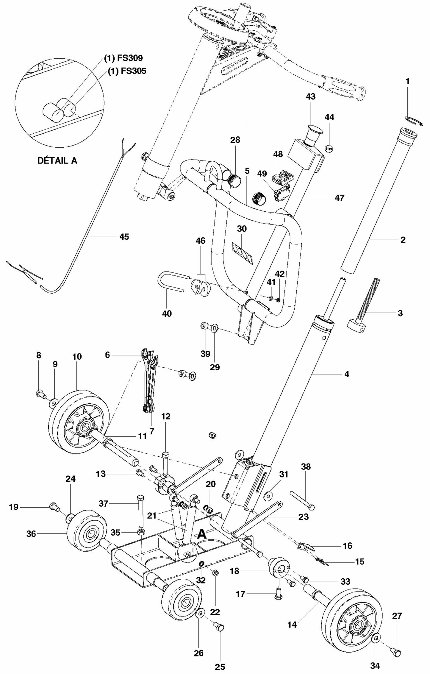 FS309 Trolley Assembly Parts by Husqvarna