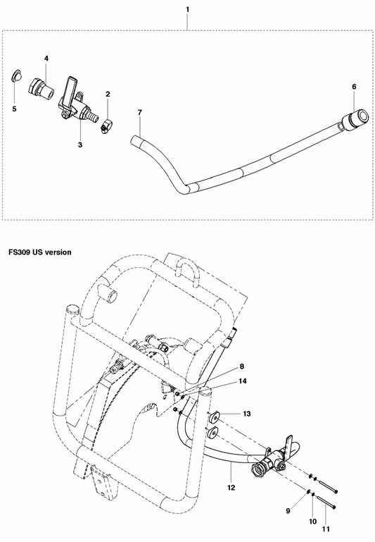 FS309 Water System Assembly Parts by Husqvarna