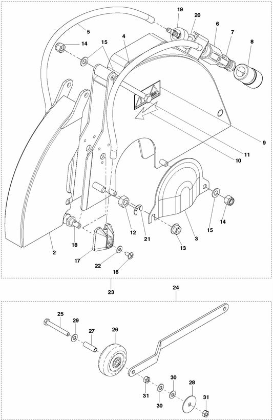 FS309 Blade Guard Assembly Parts by Husqvarna
