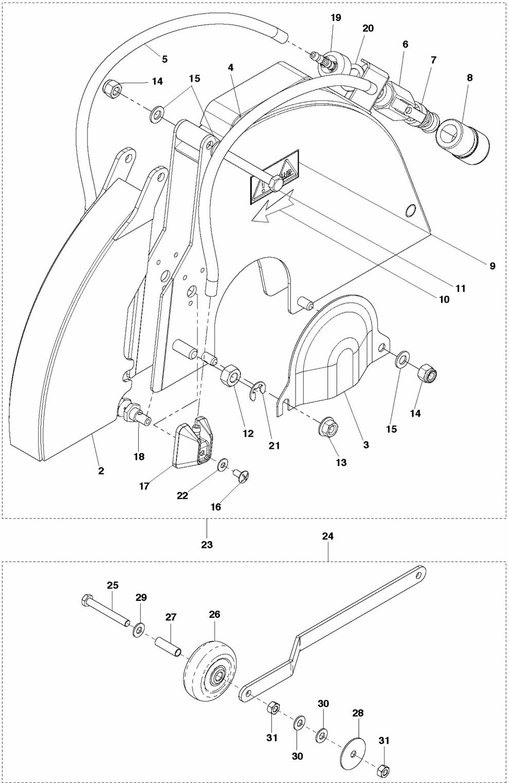 FS309 Blade Guard Assembly Parts by Husqvarna