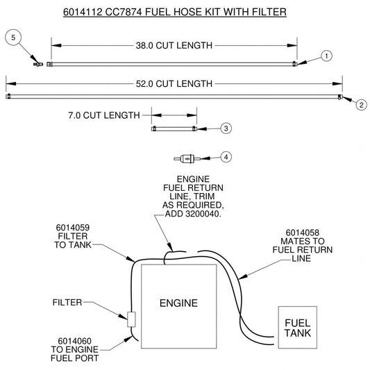 CC7874XL Fuel Hose Kit With Filter