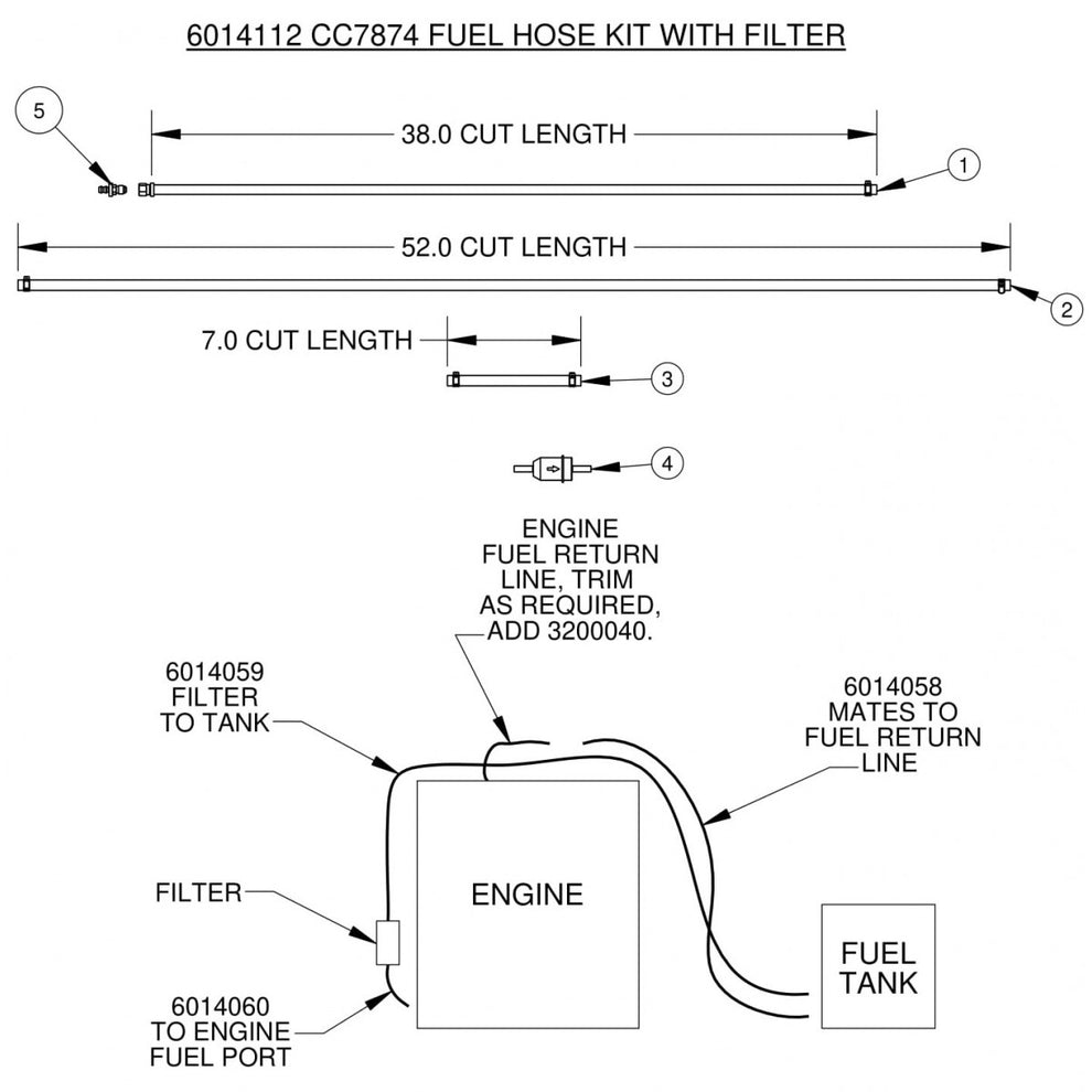 CC7874XL Fuel Hose Kit With Filter