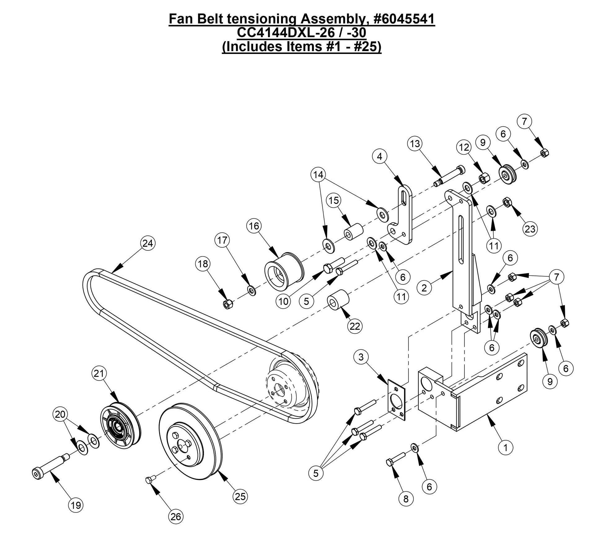 CC4144DXL Fan Belt Tensioning Assembly (26 and 30)