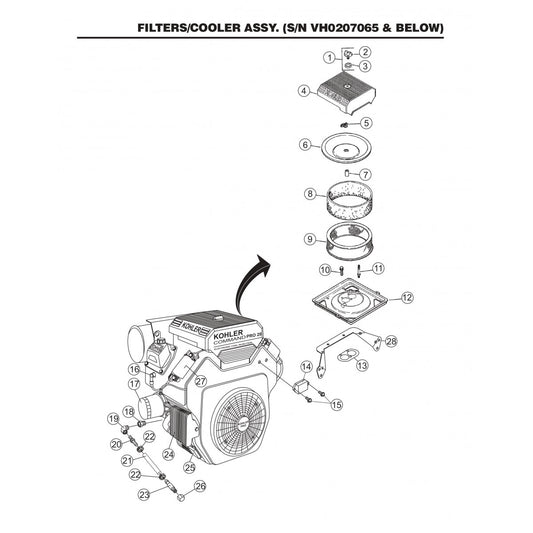 HTN27KTCSL HTN28KTCSL Filters/Cooler Assembly (S/N VH0207065 and Below)