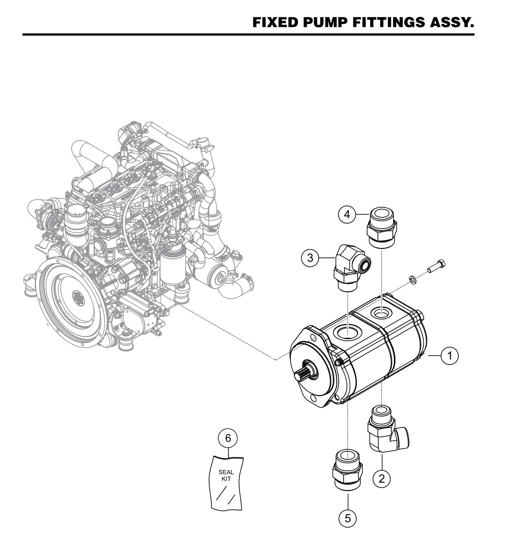 STX6H Fixed Pump Fittings Assembly