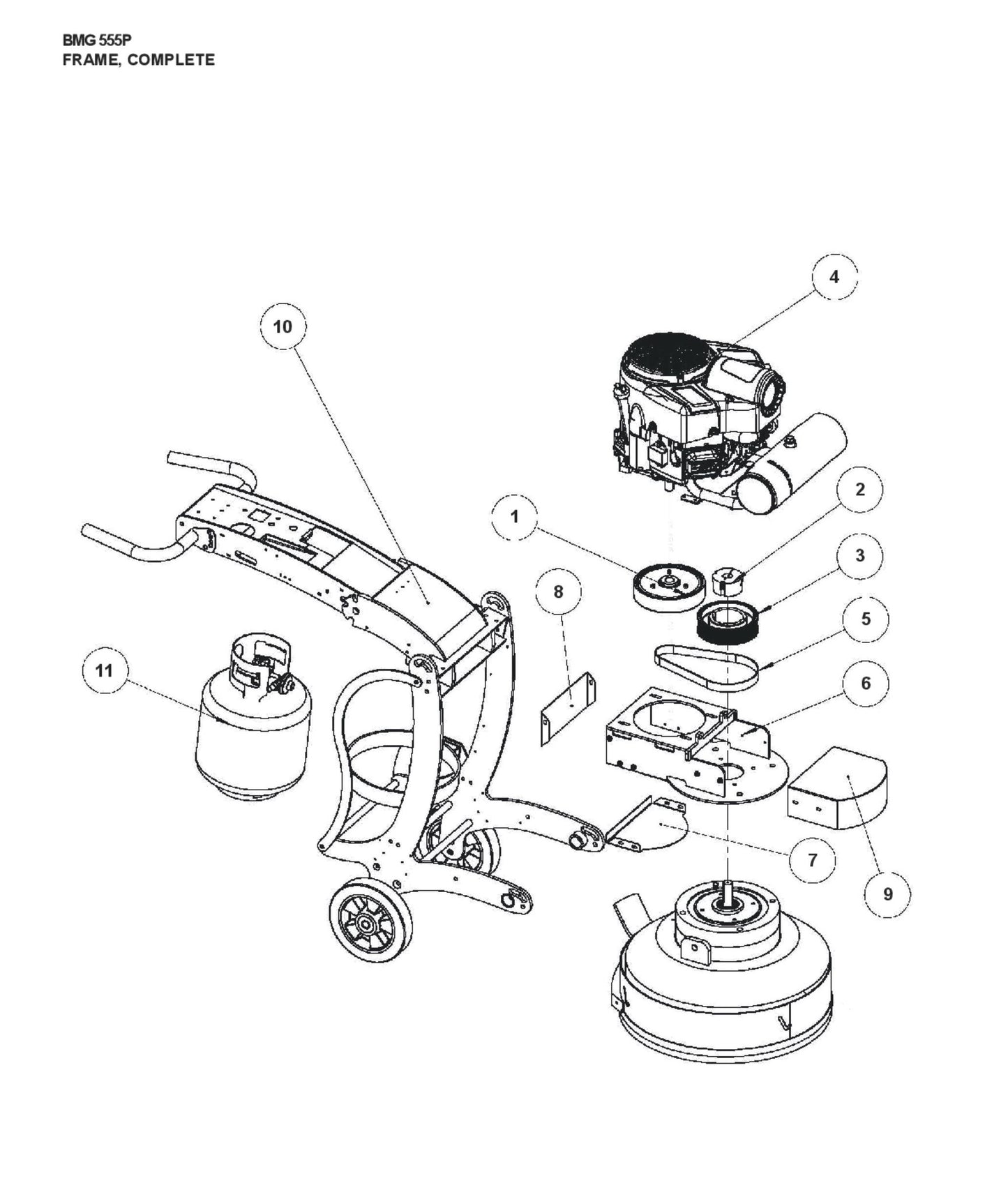 Frame, Complete Parts for BMG555 P By Husqvarna