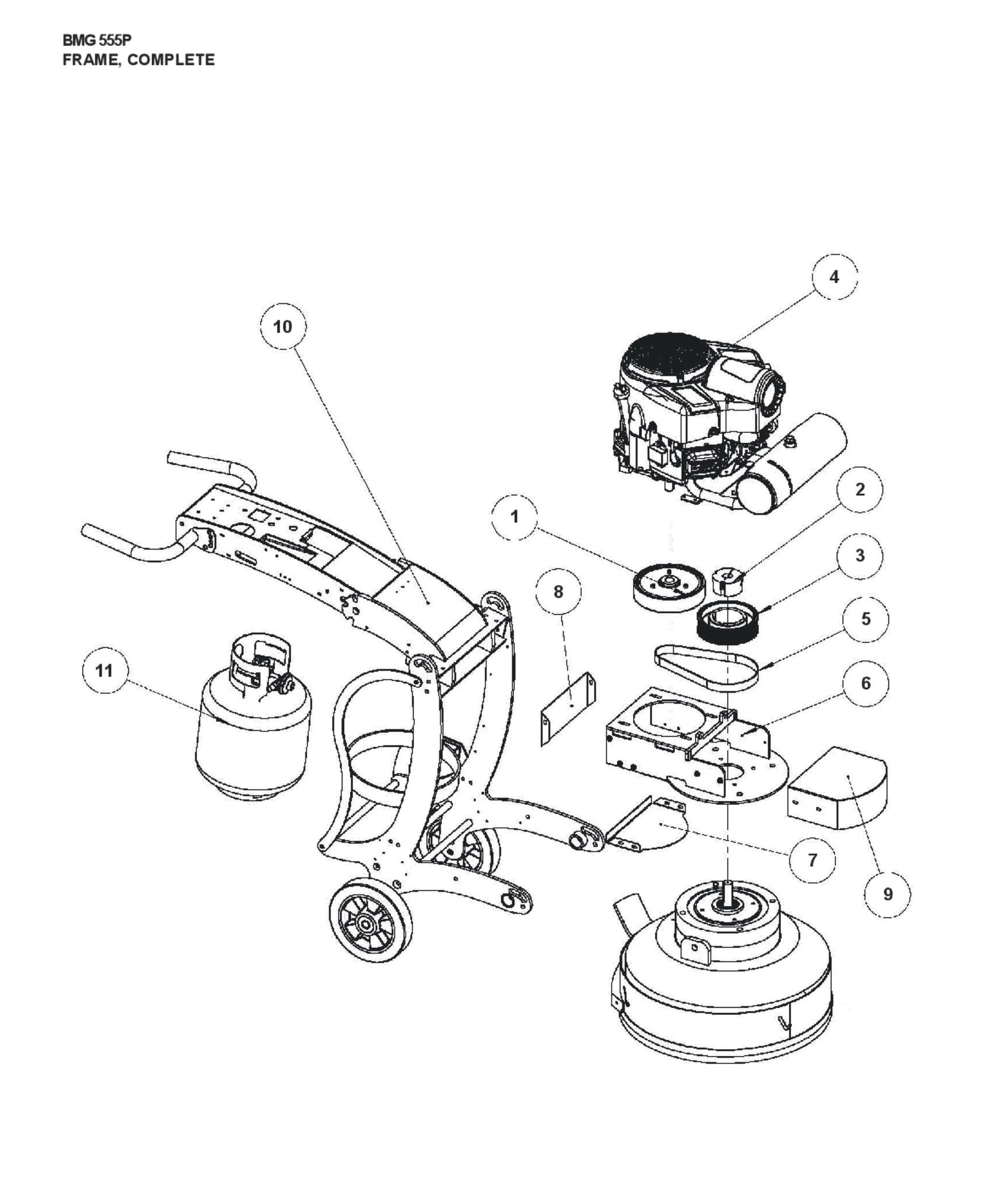Frame, Complete Parts for BMG555 P By Husqvarna