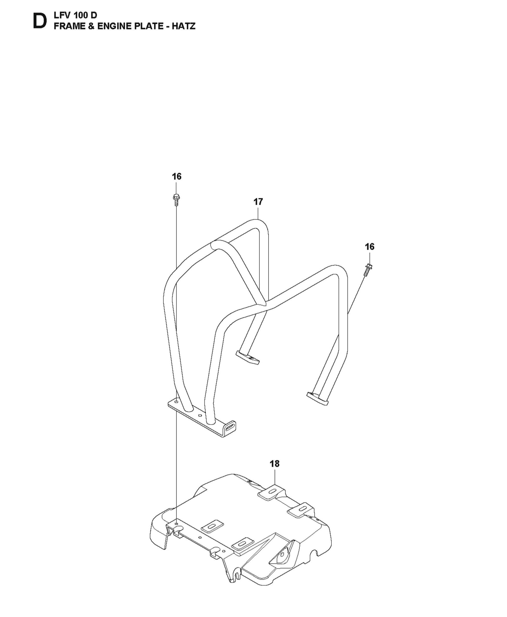 Frame And Engine Plate-Hatz Parts For LFV 100 By Husqvarna
