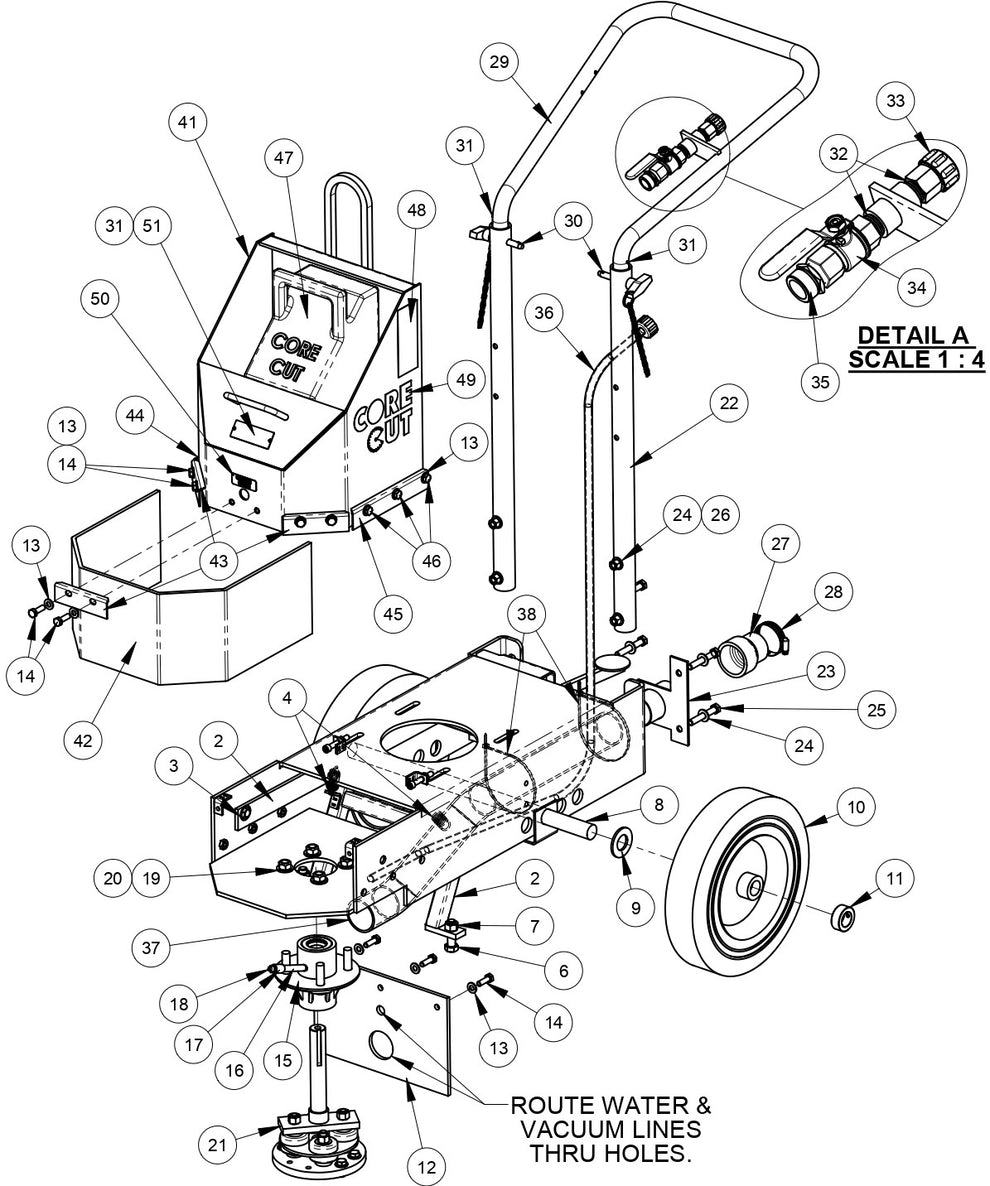 Frame Assembly Parts For CC100 Single Headed Floor Grinder By Diamond Products