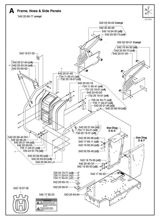 Frame, Nose and Side Panels Parts for FS4800 D By Husqvarna