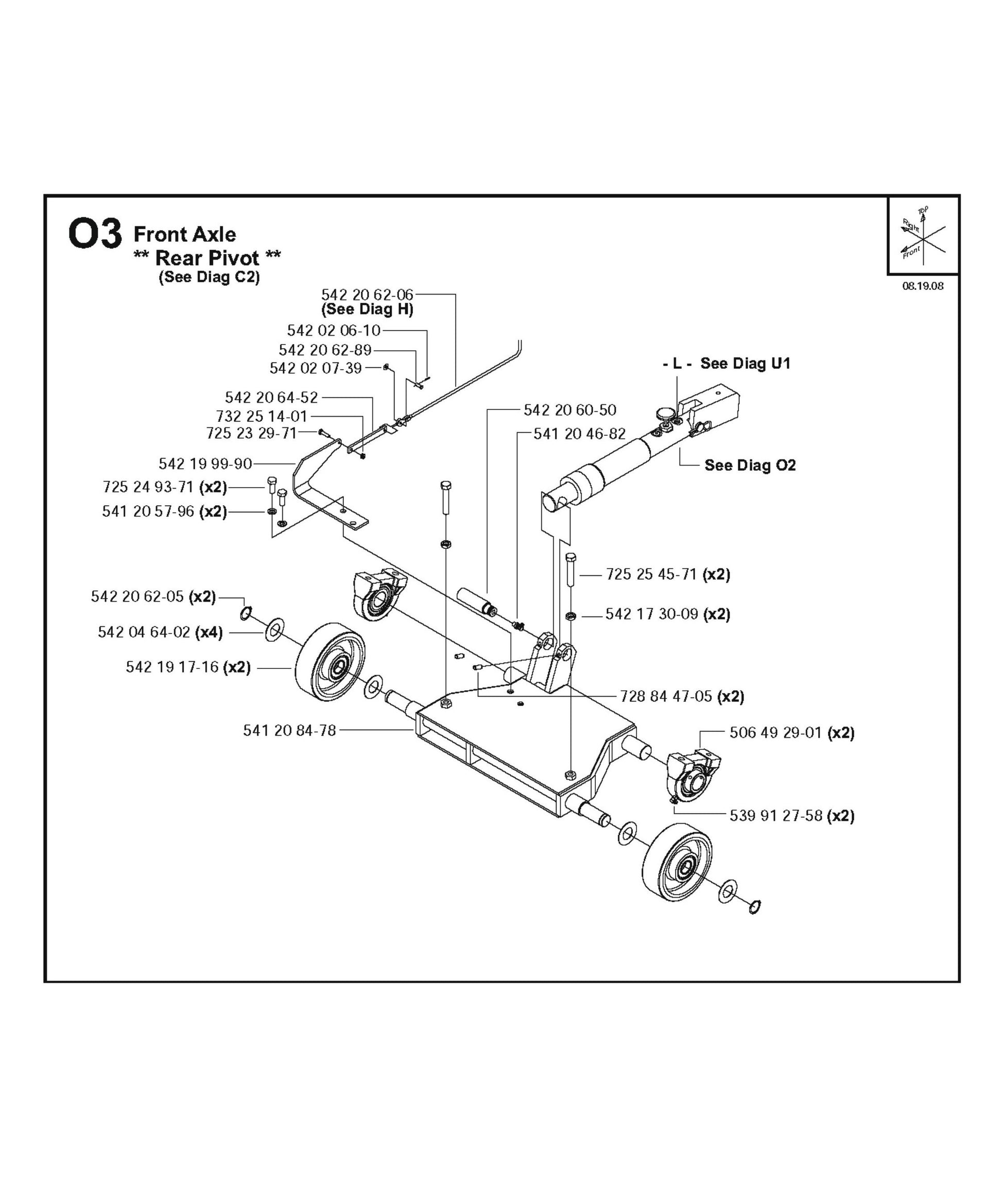 Front Axle-Rear Pivot Parts for FS4800 D By Husqvarna