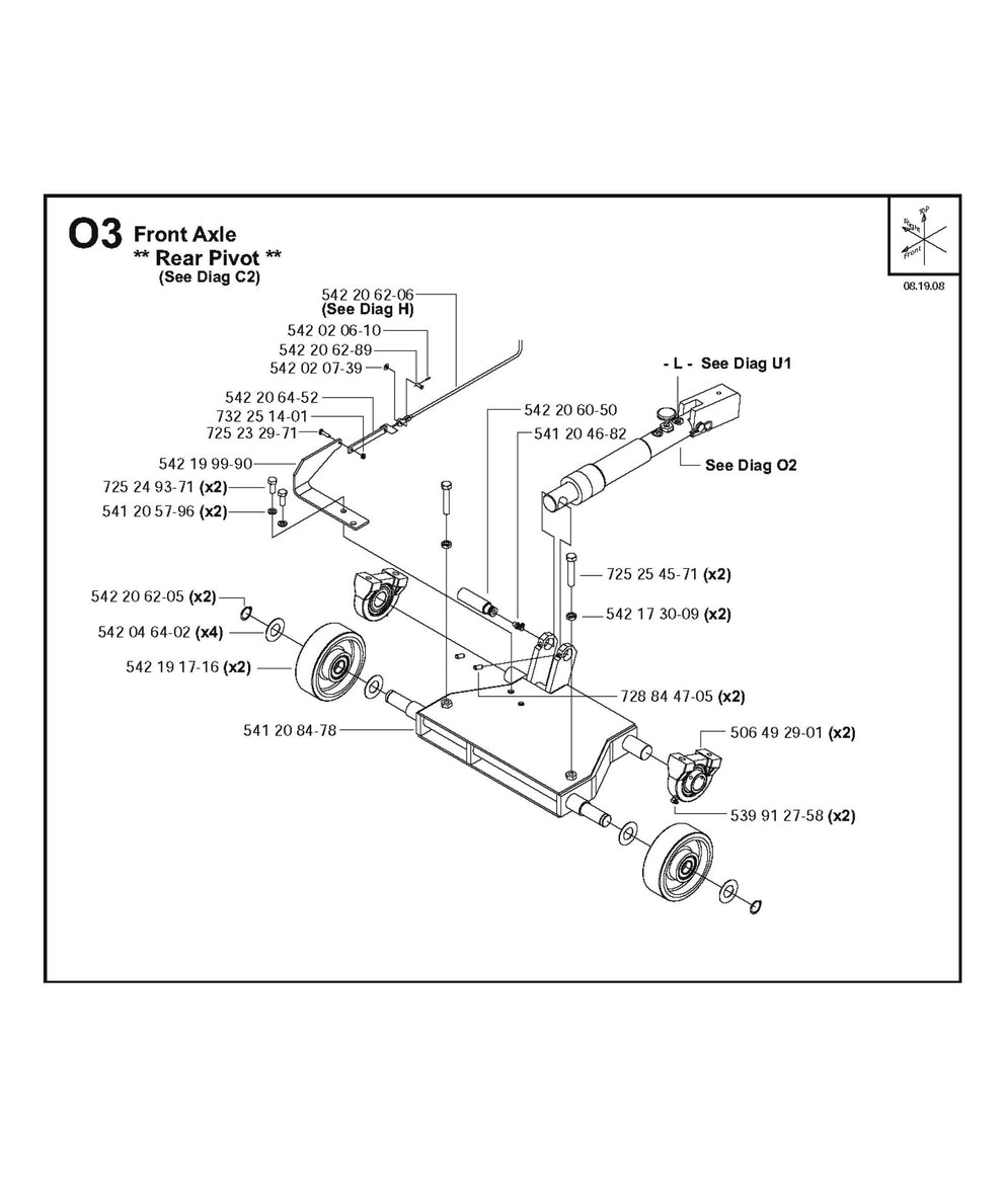Front Axle-Rear Pivot Parts for FS4800 D By Husqvarna