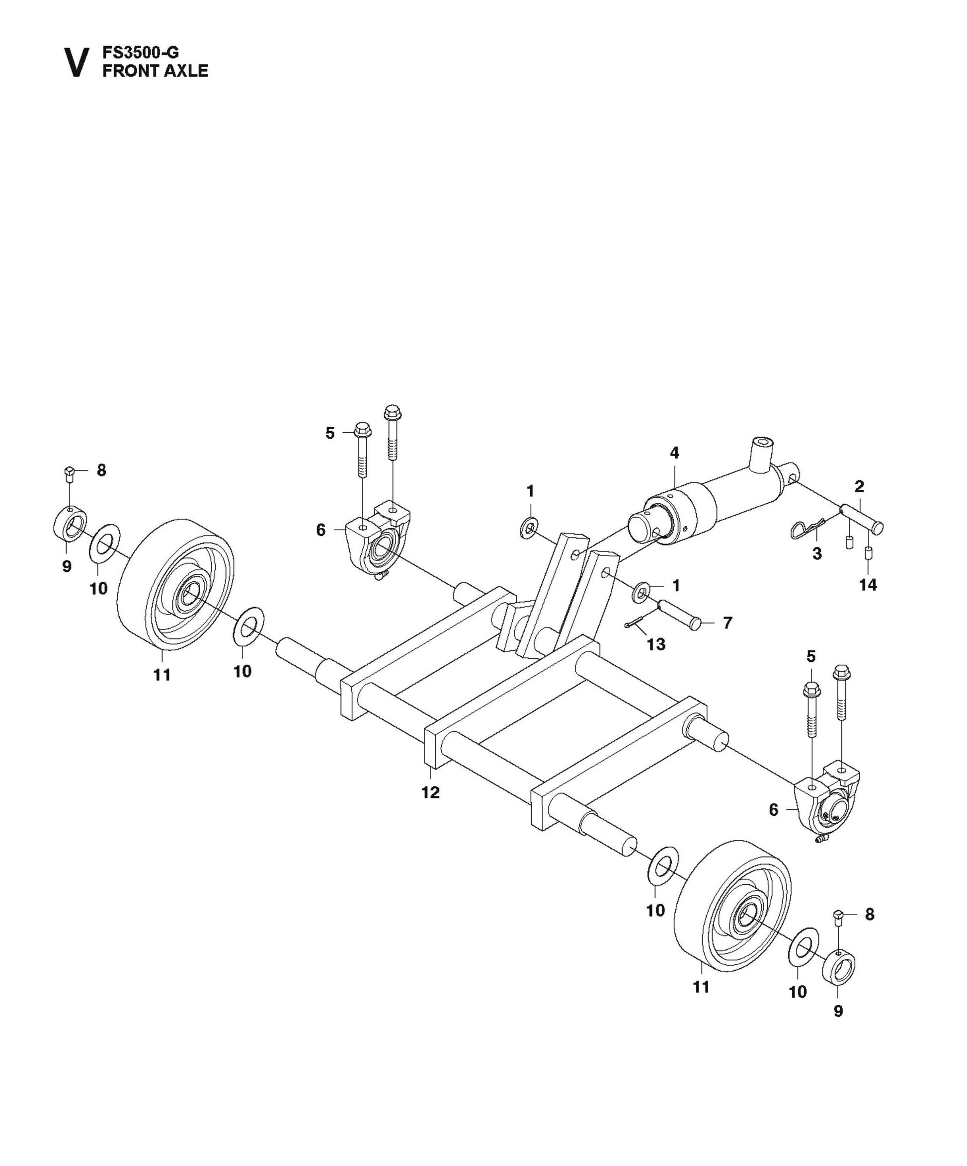 Front Axle for FS3500 G II By Husqvarna