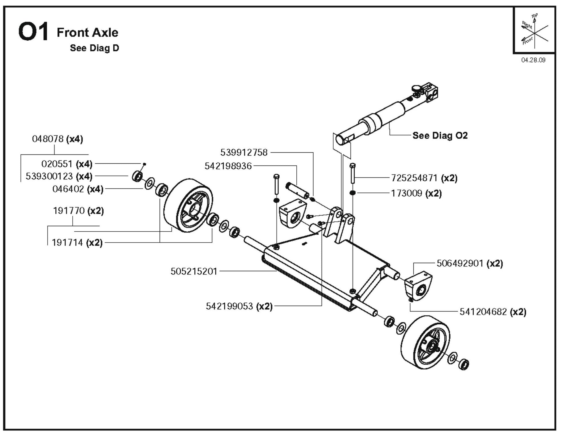 Front Axle Parts for FS6600D By Husqvarna