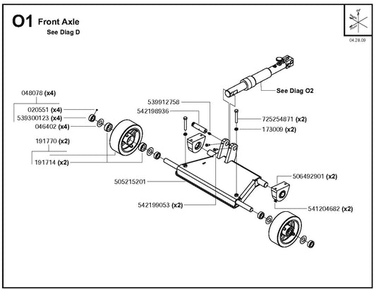 Front Axle Parts for FS6600D By Husqvarna