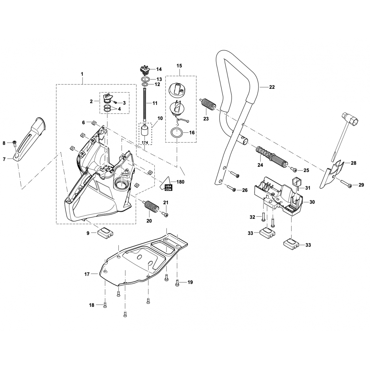 EK6101 Fuel Tank and Handle Assembly Parts