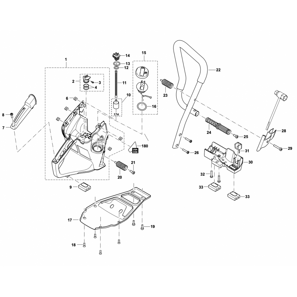 EK6101, PC-6114 Fuel Tank and Handle Assembly Parts