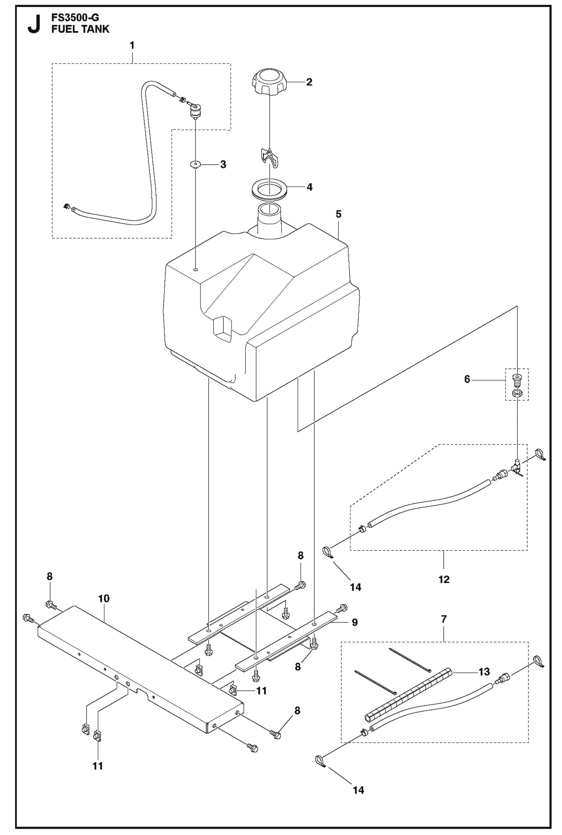 Fuel Tank Parts for FS3500 G II By Husqvarna