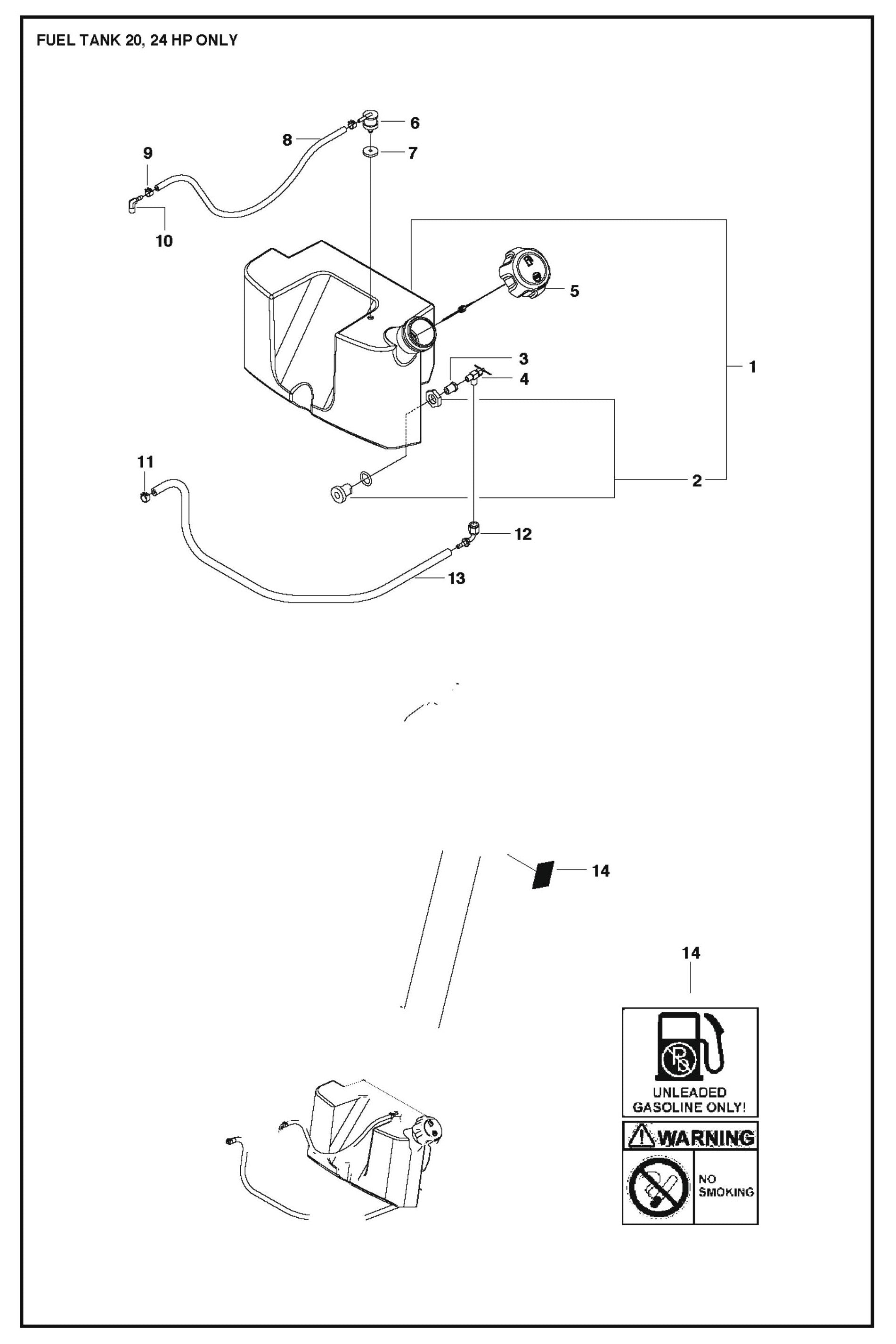 Fuel Tank 20,24 HP Only Parts For FS524 By Husqvarna