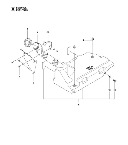 Fuel Tank Parts for FS7000 DL By Husqvarna