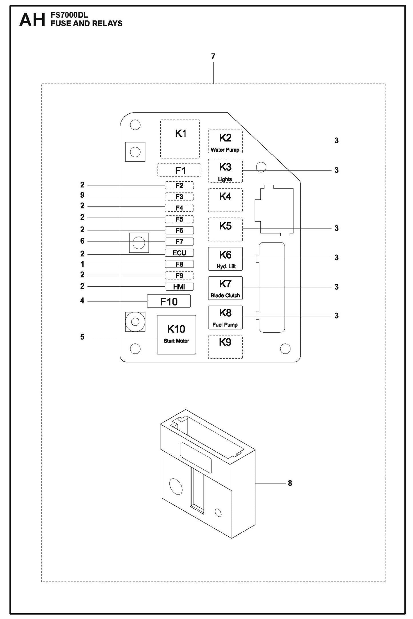 Fuse and Relays Parts for FS7000 DL By Husqvarna