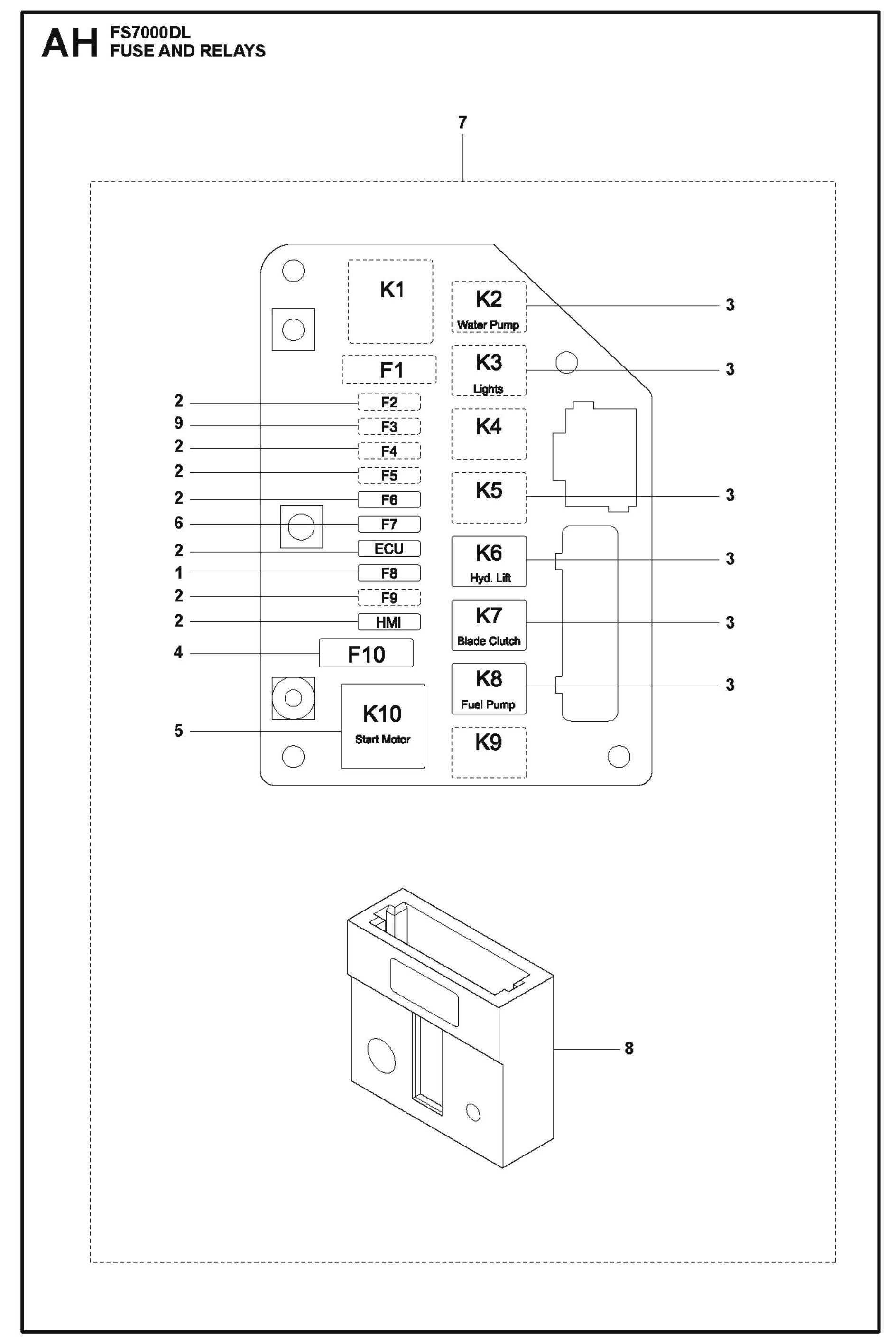 Fuse and Relays Parts for FS7000 DL By Husqvarna