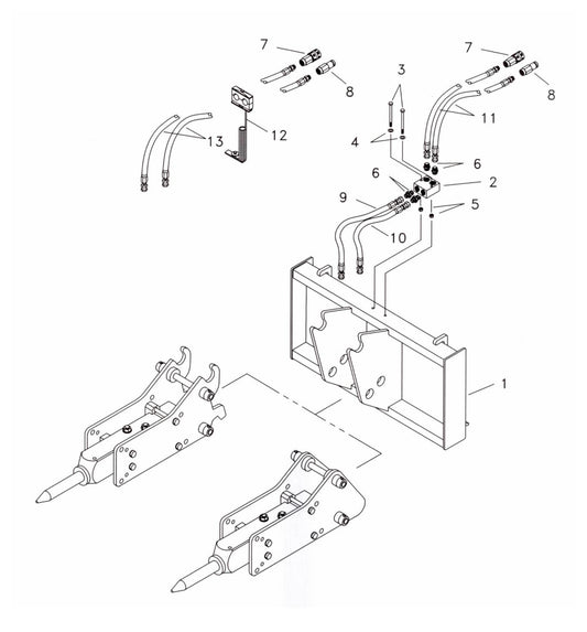 Fx45 (Serial No.1001 & Up) ME Two-Position (Pin-On) Universal Quick Attach Bracket Assembly Parts