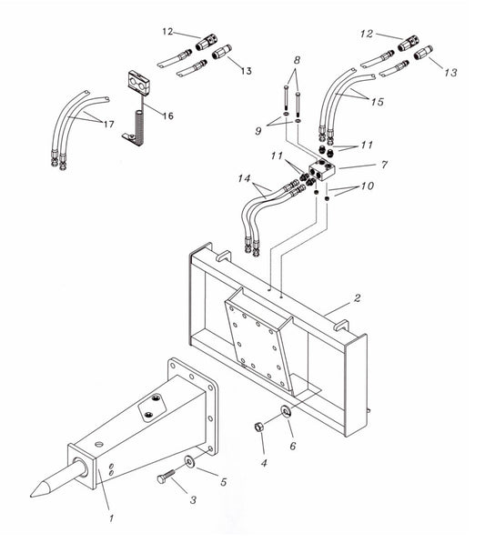 Fx45 (Serial No.1001 & Up) Bolted One-Piece Rigid Quick Attach Bracket Assembly Parts