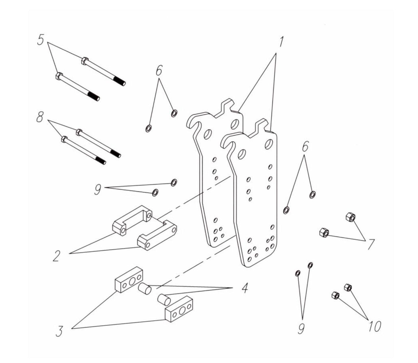 Fx55 (Serial No.1001 and Up) WB 50 Side Plate Mounting Assembly Parts
