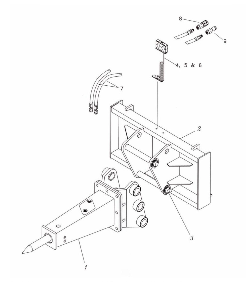 Fx55 (Serial No.1001 and Up) Two-Position (Pin-On) Universal Quick Attach Bracket Assembly Parts