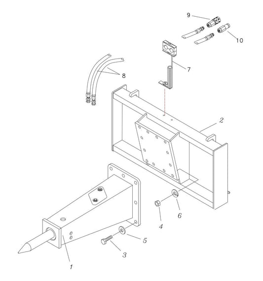 Fx55 (Serial No.1001 and Up) Bolted One-Piece Rigid Quick Attach Bracket Assembly Parts