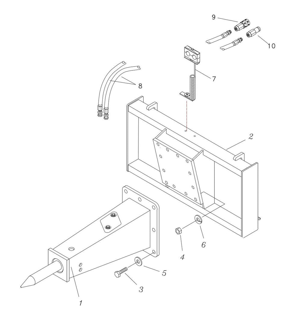 Fx55 (Serial No.1001 and Up) Bolted One-Piece Rigid Quick Attach Bracket Assembly Parts