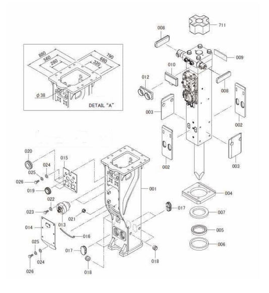 FX770Qtv Serial No.1001 ~ & Up SV-Box Hydraulic Adjuster Assembly Parts