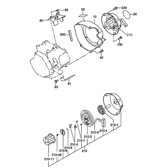 GA-6RE GA-6REA Robin EH-360YS2420 Engine Cooling Starting  Assembly Parts By Multiquip
