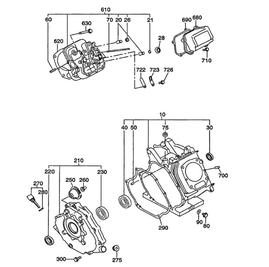 GA-6RE GA-6REA Robin EH-360YS2420 Engine Crankcase  Assembly Parts By Multiquip