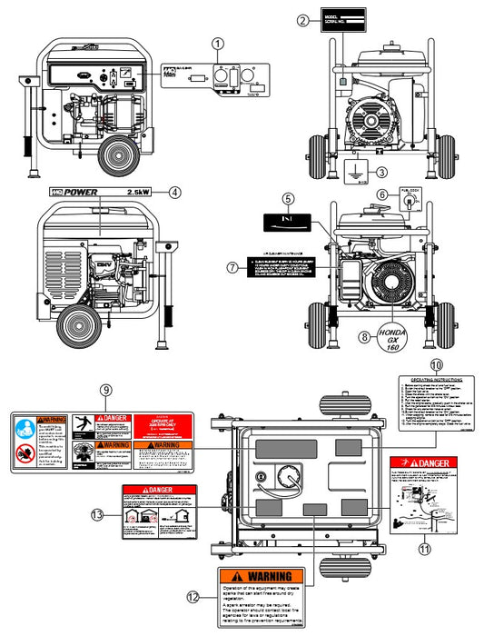 GA25HR GA2.5HR — Nameplate And Decals Assy. Parts By Multiquip 
