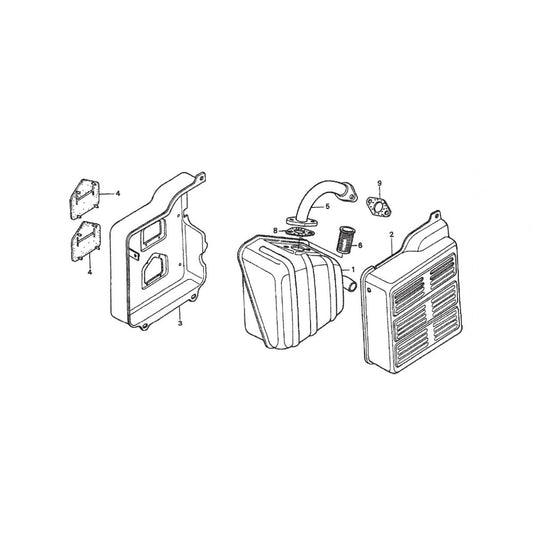 GA25H HONDA GX160K1EMA2 ENGINE — Muffler Assy. Parts By Multiquip