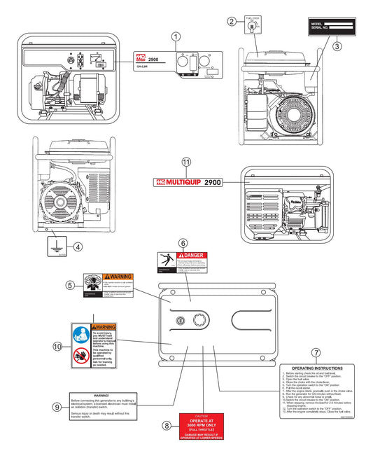 GA-2.9R Nameplate and Decals Assembly Parts