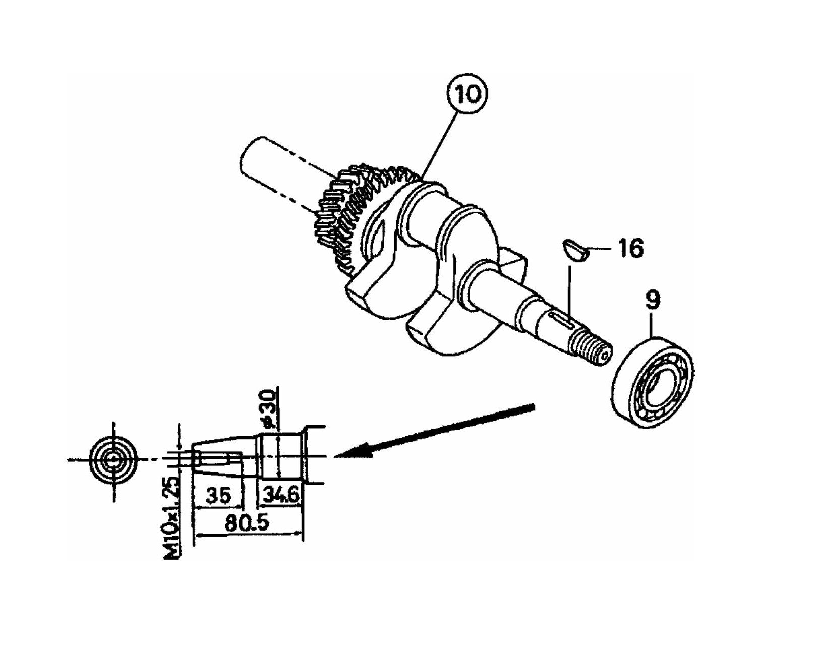 GA36HZ GA36H GA36HA HONDA GX240K1EDN2 ENGINE —Crankshaft Assembly Parts By Multiquip