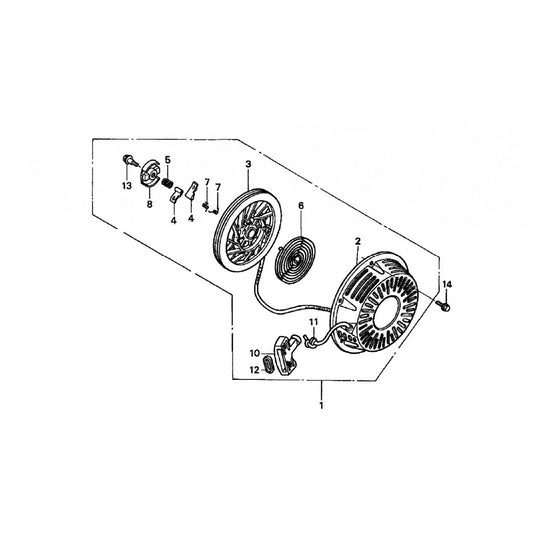 GA36HZ GA36H GA36HA HONDA GX240K1EDN2 ENGINE —Recoil Starter Assy. Parts By Multiquip