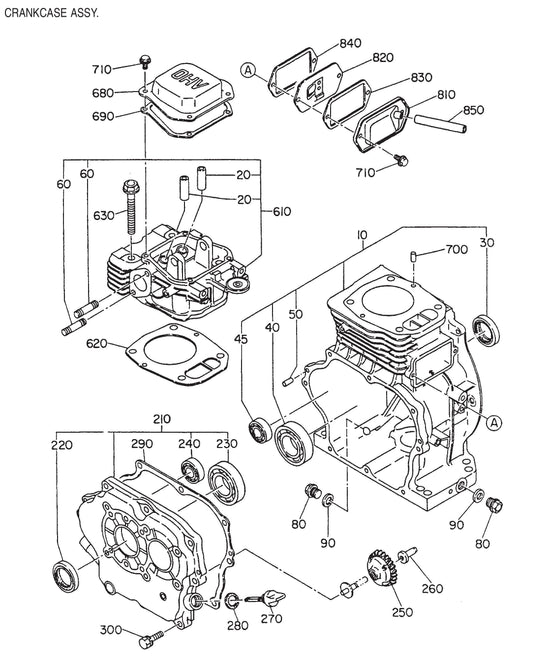 GA36RZ3 GA-3.6RZ3  Robin EH-25 Engine - Crankcase Assembly Parts by Multiquip