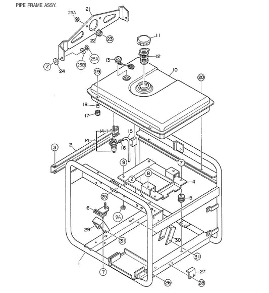 GA6HE GA6HEA Pipe Frame Assembly Parts By Multiquip