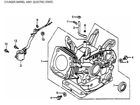 GA-6HZ Cylinder Barrel Assembly (Electric Start) Parts