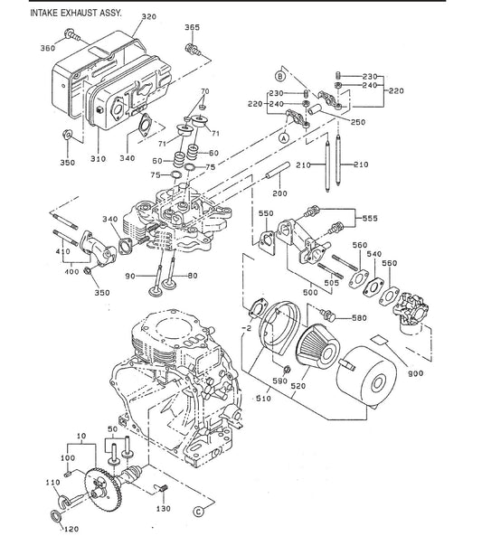 GA6RZ2 GA-6RZR2 —ROBIN EH-34 ENGINE — Intake Exhaust Assembly Parts By Multiquip